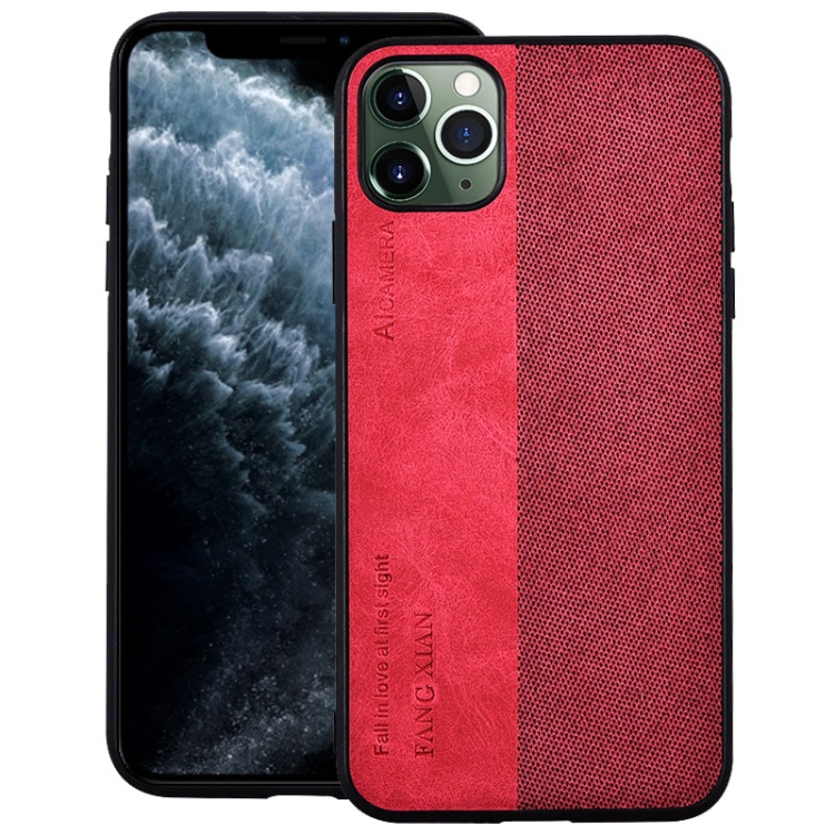 

For iPhone 12 mini Shockproof Hot-pressed Splicing PU + Cloth Protective Case(Red)