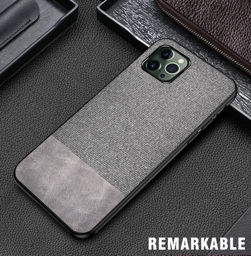 

For iPhone 12 mini Shockproof Splicing PU + Cloth Protective Case(Gray)