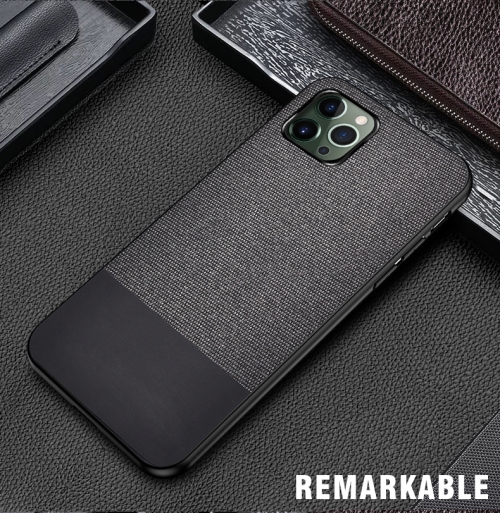 

For iPhone 12 mini Shockproof Splicing PU + Cloth Protective Case(Black)