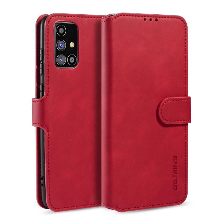 

For Samsung Galaxy M31s DG.MING Retro Oil Side Horizontal Flip Case with Holder & Card Slots & Wallet(Red)