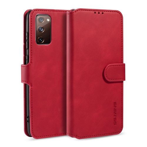 

For Samsung Galaxy S20 FE DG.MING Retro Oil Side Horizontal Flip Case with Holder & Card Slots & Wallet(Red)