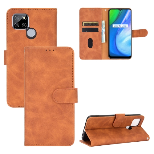 

For OPPO Realme V3 Solid Color Skin Feel Magnetic Buckle Horizontal Flip Calf Texture PU Leather Case with Holder & Card Slots & Wallet(Brown)