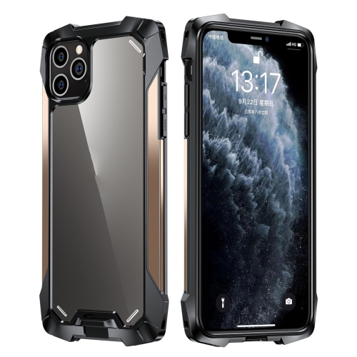

For iPhone 12 / 12 Pro R-JUST Metal Airbag Shockproof Protective Case(Gold)