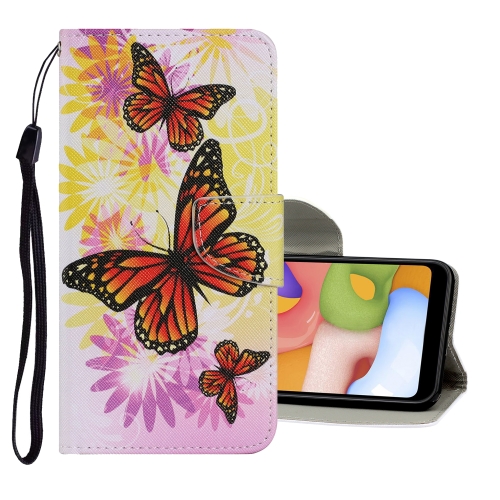 

For Samsung Galaxy A50 / A30s Coloured Drawing Pattern Horizontal Flip PU Leather Case with Holder & Card Slots & Wallet & Lanyard(Chrysanthemum Butterfly)
