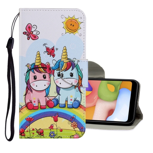 

For Samsung Galaxy A70 Coloured Drawing Pattern Horizontal Flip PU Leather Case with Holder & Card Slots & Wallet & Lanyard(Couple Unicorn)