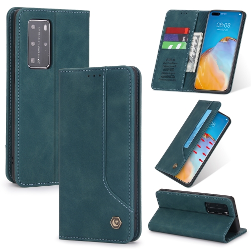 

For Huawei P40 Pro POLA 008 Series Retro Classic Magnetic Horizontal Flip Leather Case with Holder & Card Slots(Blue)