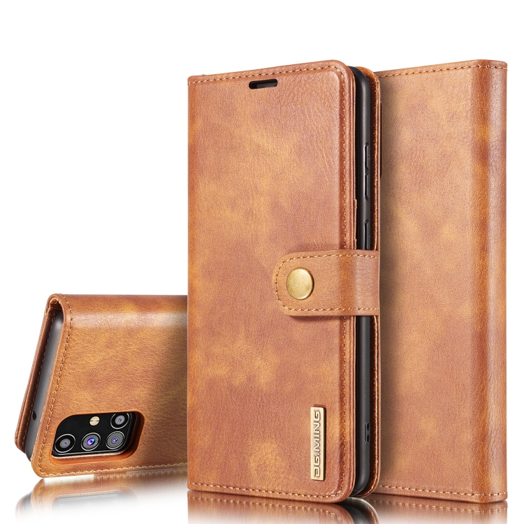 

For Samsung Galaxy M31s DG.MING Crazy Horse Texture Flip Detachable Magnetic Leather Case with Holder & Card Slots & Wallet(Brown)