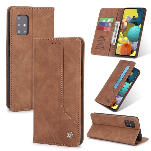 

For Samsung Galaxy A51 5G POLA 008 Series For Samsung Galaxy A51 5G POLA 008 Series Retro Classic Magnetic Horizontal Flip Leather Case with Holder & Card Slots(Brown)