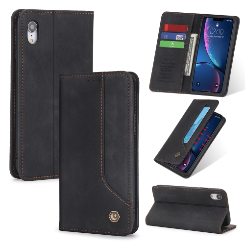 

For iPhone XR POLA 008 Series Retro Magnetic Horizontal Flip Leather Case with Holder & Card Slots(Black)