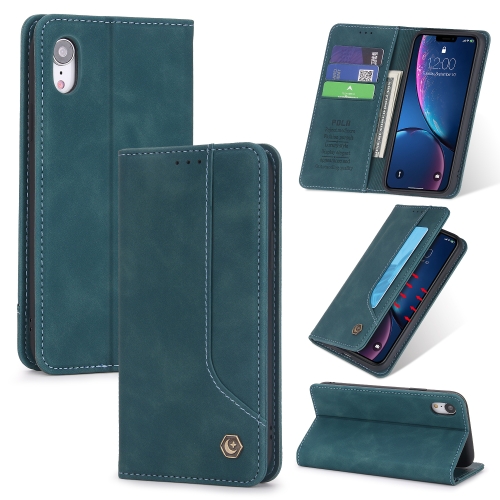 

For iPhone XR POLA 008 Series Retro Magnetic Horizontal Flip Leather Case with Holder & Card Slots(Blue)