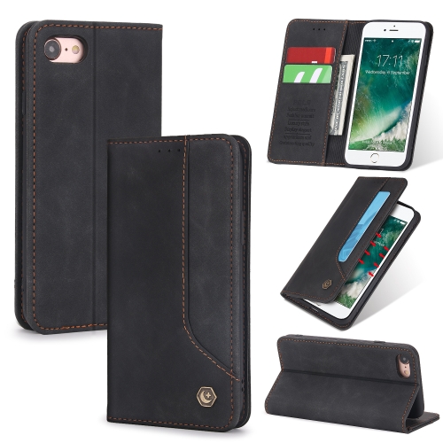 

For iPhone 8 / 7 / 6 POLA 008 Series Retro Magnetic Horizontal Flip Leather Case with Holder & Card Slots(Black)