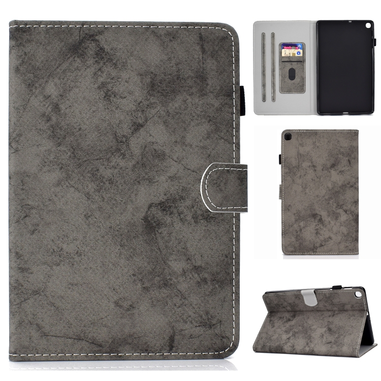 

For Samsung Galaxy Tab A7 (2020) T500 Marble Style Cloth Texture Leather Case with Bracket & Card Slot & Pen Slot & Anti Skid Strip(Grey)