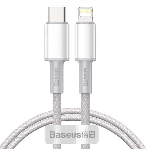 Baseus 20W Type-C / USB-C to 8 Pin PD High-density Braided Fast Charging Data Cable, Length: 1m(White)