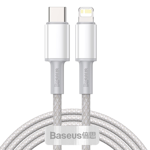 

Baseus 20W Type-C / USB-C to 8 Pin PD High-density Braided Fast Charging Data Cable, Length: 2m(White)