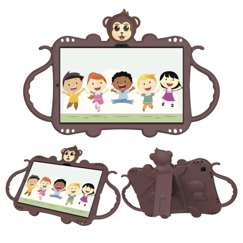 

For Samsung Galaxy Tab A7 (2020) T500/T505 Cartoon Monkey Kids Tablet Shockproof EVA Protective Case with Holder & Shoulder Strap & Handle(Brown)