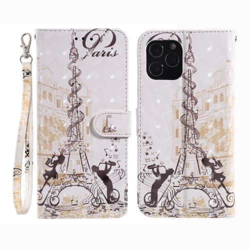 

For iPhone 12 / 12 Pro 3D Painting Pattern Coloured Drawing Horizontal Flip PU Leather Case with Holder & Card Slots & Wallet(Eiffel Tower Couple)