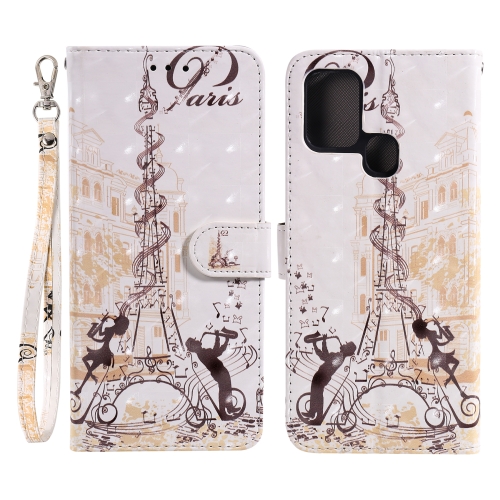

For Samsung Galaxy A21s 3D Painting Pattern Coloured Drawing Horizontal Flip PU Leather Case with Holder & Card Slots & Wallet(Eiffel Tower Couple)