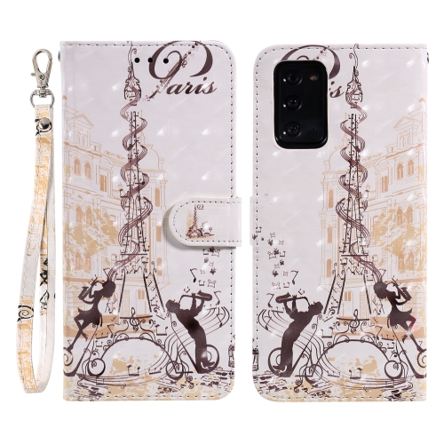 

For Samsung Galaxy Note20 3D Painting Pattern Coloured Drawing Horizontal Flip PU Leather Case with Holder & Card Slots & Wallet(Eiffel Tower Couple)