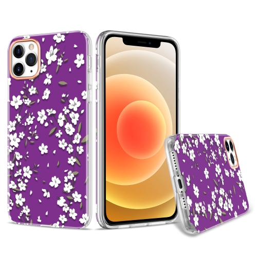 

For iPhone 12 3D Cherry Blossom Painted TPU Protective Case(Purple)