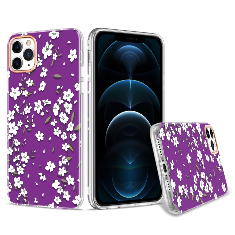 

For iPhone 12 Pro Max 3D Cherry Blossom Painted TPU Protective Case(Purple)