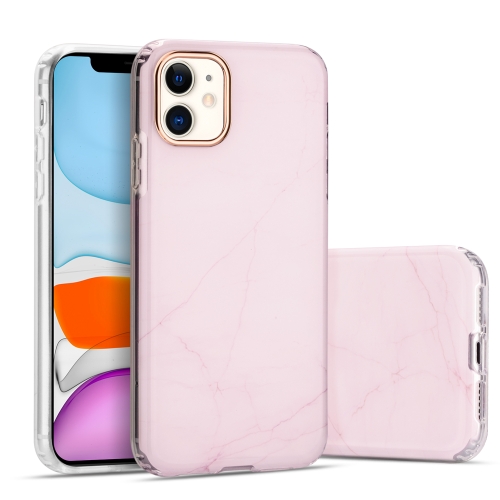 

For iPhone 11 Marble Pattern Electroplating Phnom Penh TPU Phone Protective Case(Pink)