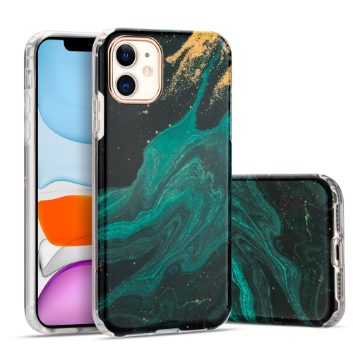 

For iPhone 11 Marble Pattern Electroplating Phnom Penh TPU Phone Protective Case(Emerald)