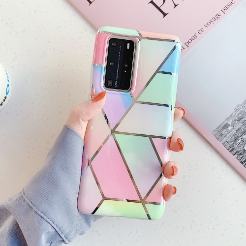 

For Huawei P40 Pro / P40 Pro+ Plating Marble Pattern Soft TPU Protective Case(Colorful Lattice)