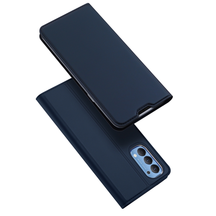 

For OPPO Reno4 DUX DUCIS Skin Pro Series Horizontal Flip PU + TPU Leather Case, with Holder & Card Slots(Dark Blue)
