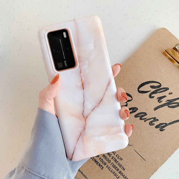 

For Huawei P40 Glossy Marble Pattern Soft TPU Protective Case(Cream)