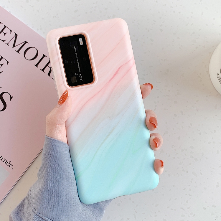 

For Huawei P40 Pro / P40 Pro+ Frosted Marble Pattern Soft TPU Protective Case(Orange Green)