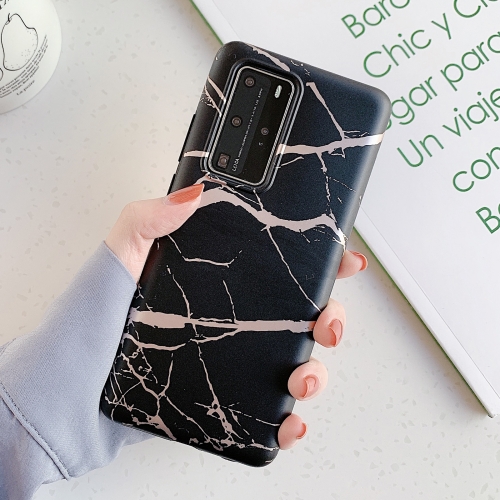 

For Huawei P40 Frosted Bronzing Marble Pattern Soft TPU Protective Case(Black)