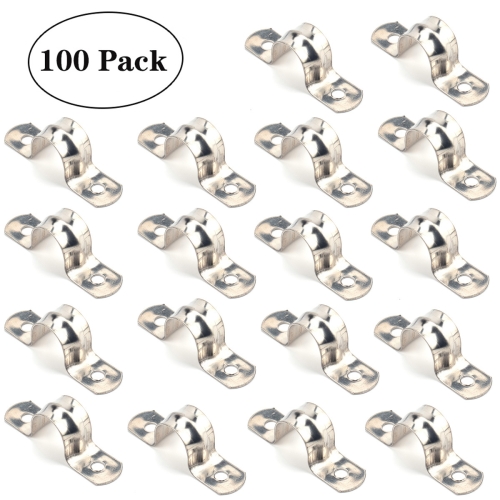 

100 PCS M14 304 Stainless Steel Hole Tube Clips U-tube Clamp Connecting Ring Hose Clamp
