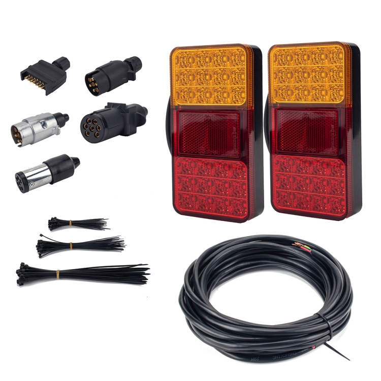 

2 PCS Trailer / Truck C-type Long Strip 24LEDs Tail Light with License Plate Light Set