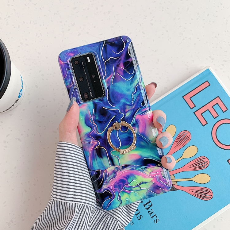 

For Huawei P40 Laser Marble Pattern TPU Protective Case with Ring Holder(Fantasy)