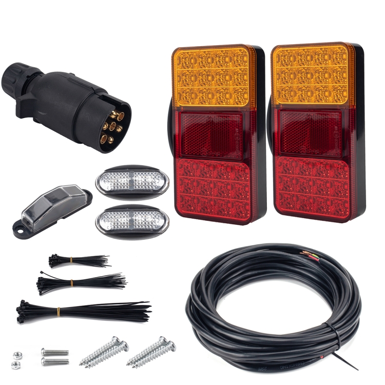 

2 PCS Trailer / Truck F-type Long Strip 24LEDs Tail Light with License Plate Light Set