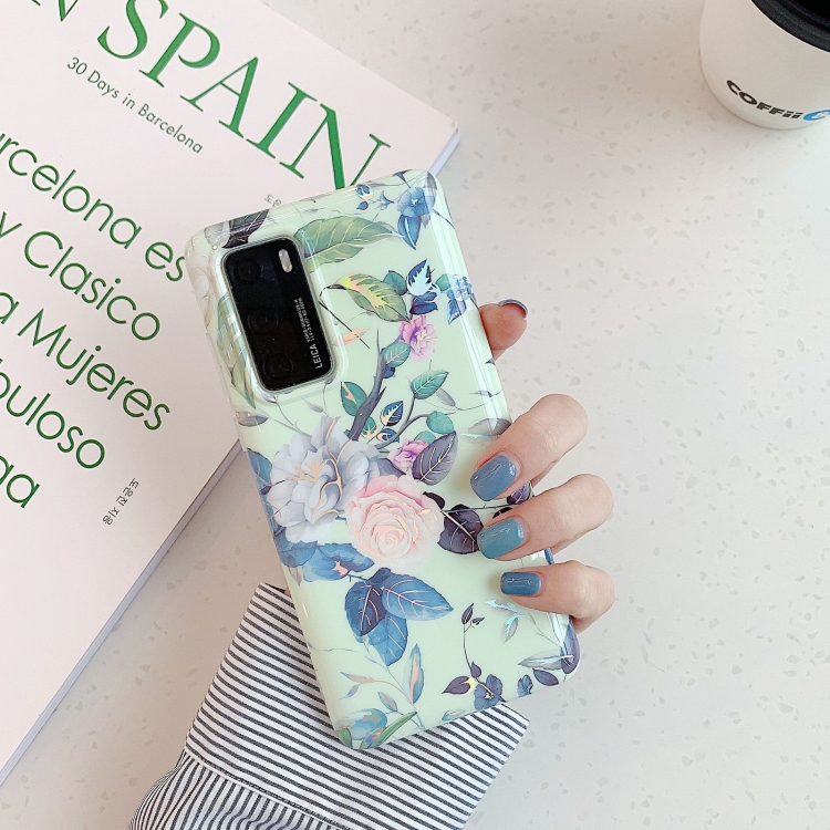 

For Huawei P40 Laser Flowers Pattern TPU Protective Case(Rose Flower)
