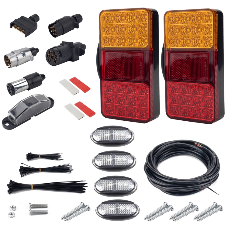 

2 PCS Trailer / Truck G-type Long Strip 24LEDs Tail Light with License Plate Light Set