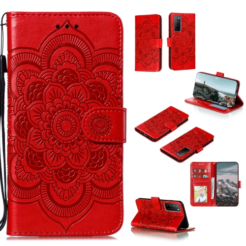 

For Huawei Honor Play 4 / Maimang 9 / Mate 40 Lite Mandala Embossing Pattern Horizontal Flip PU Leather Case with Holder & Card Slots & Walle & Lanyard(Red)