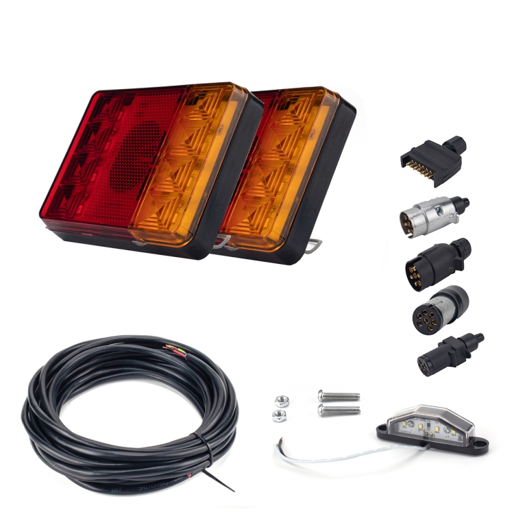 

2 PCS Trailer / Truck B-type Square Shape 8LEDs Tail Light with License Plate Light Set
