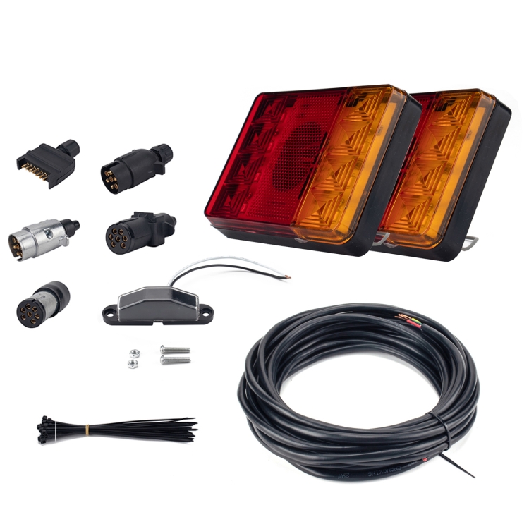 

2 PCS Trailer / Truck D-type Square Shape 8LEDs Tail Light with License Plate Light Set