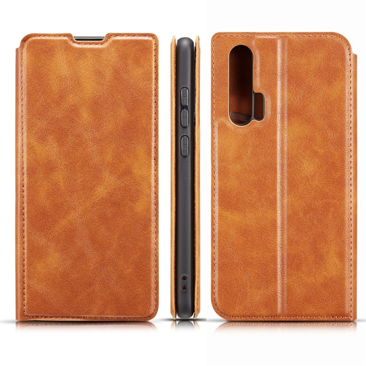 

For Huawei Honor 20 Retro Simple Ultra-thin Magnetic Horizontal Flip Leather Case, with Holder & Card Slots & Lanyard(Brown)