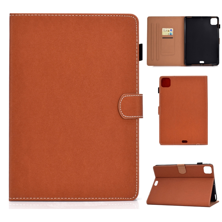 

For iPad Air (2020) 10.9 Solid Color Magnetic Horizontal Flip Leather Case with Card Slots & Holder & Anti-skid Strip(Brown)