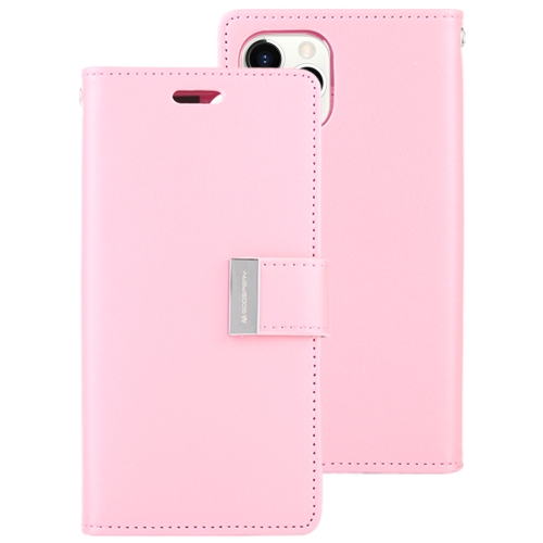 

For iPhone 12 Pro Max GOOSPERY RICH DIARY Crazy Horse Texture Horizontal Flip Leather Case with Holder & Card Slots & Wallet(Pink)