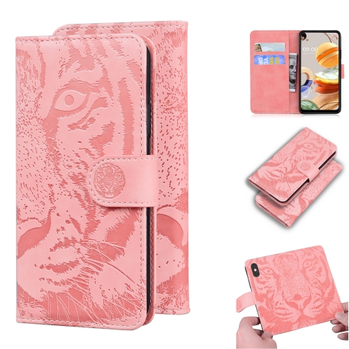 

For LG K41S / K51S Tiger Embossing Pattern Horizontal Flip Leather Case with Holder & Card Slots & Wallet(Pink)