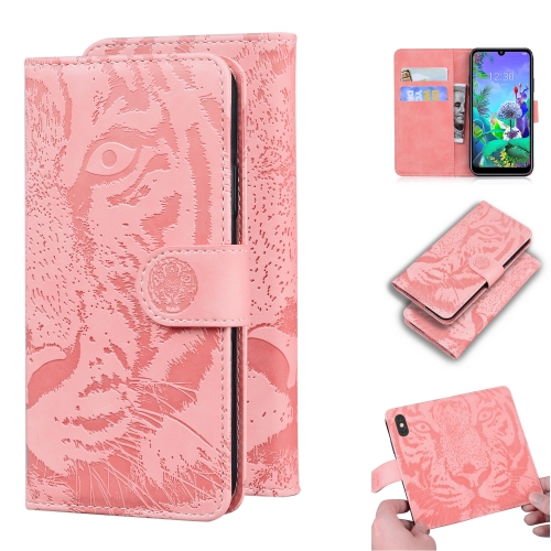 

For LG K50 / Q60 Tiger Embossing Pattern Horizontal Flip Leather Case with Holder & Card Slots & Wallet(Pink)