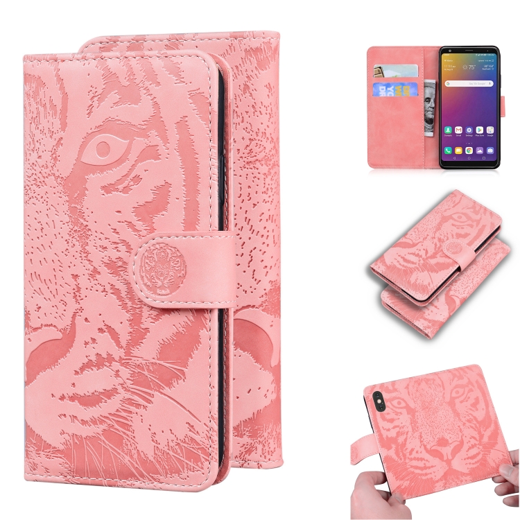 

For LG Stylo 5 Tiger Embossing Pattern Horizontal Flip Leather Case with Holder & Card Slots & Wallet(Pink)
