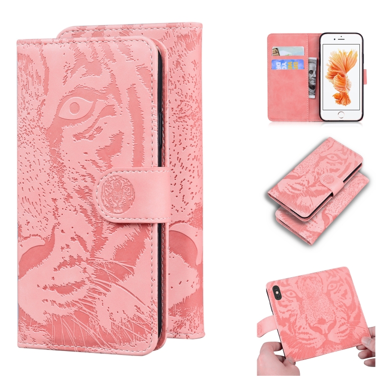 

For iPhone 6s / 6 Tiger Embossing Pattern Horizontal Flip Leather Case with Holder & Card Slots & Wallet(Pink)