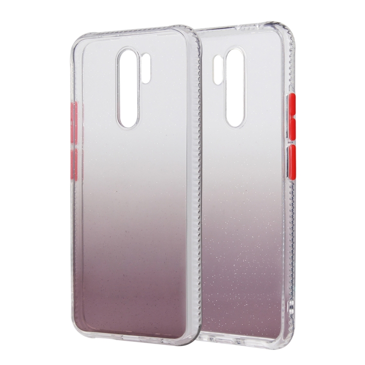 

For Xiaomi Redmi 9 Gradient Shockproof TPU + Acrylic Protective Case with Detachable Buttons(Gradient Brown)