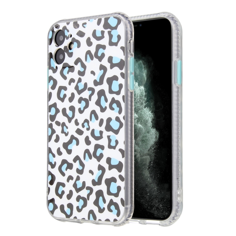 

For iPhone 11 Pro Max Leopard Print Shockproof TPU + Acrylic Protective Case with Detachable Buttons(Blue)
