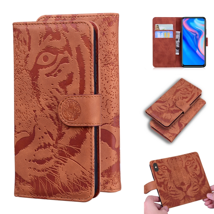 

For Huawei P smart Z / Y9 Prime (2019) Tiger Embossing Pattern Horizontal Flip Leather Case with Holder & Card Slots & Wallet(Brown)